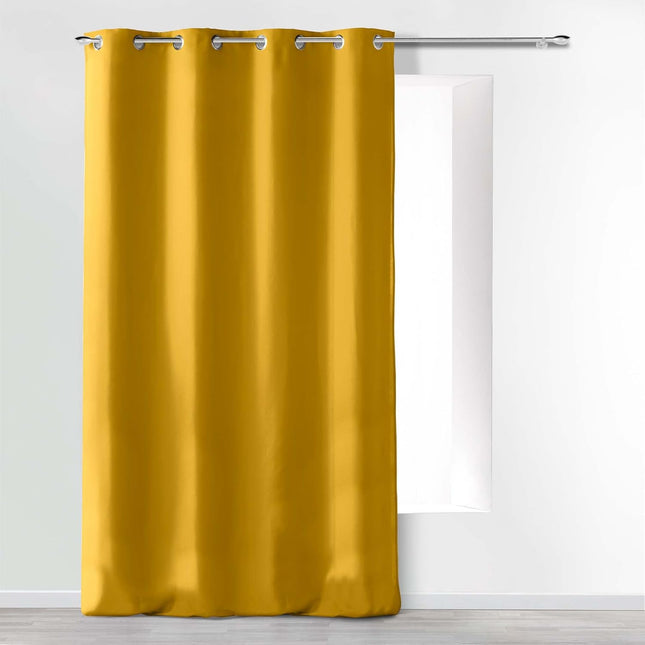 Gordijn met ringen 140 × 260 cm – Effen microvezel – Absolu – Mosterd