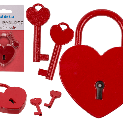 Metalen liefdesslot hart met 2 sleutels