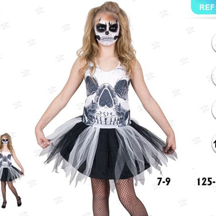 Meisje rok schedel 1set (7-9 anni)