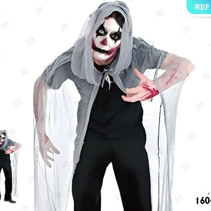 Grijze zombiecape voor volwassenen halloween 1set