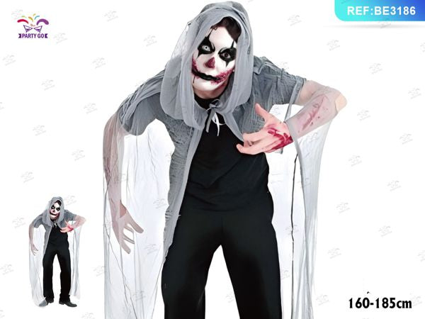 Grijze zombiecape voor volwassenen halloween 1set