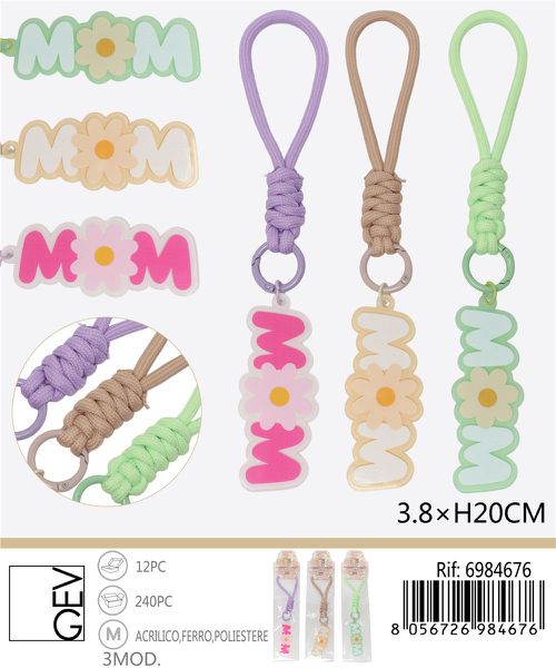 Moederdag sleutelhanger 3,8x20 cm – assorti