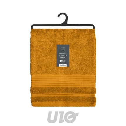 Handdoek 50 x 90 cm katoen badstof curry