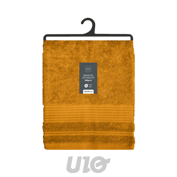 Handdoek 50 x 90 cm katoen badstof curry