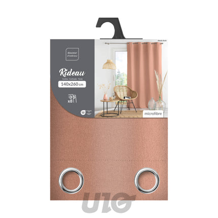 Gordijn met ringen 140 x 260 cm microvezel blush