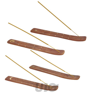 Houten wierookhouder 25,5 x 3,5 cm – assorti