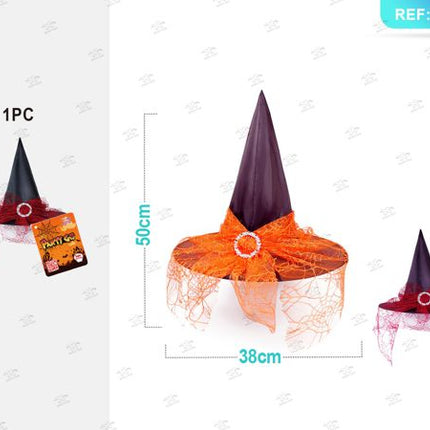 Tule hoed en rete halloween (rood vivo/oranje