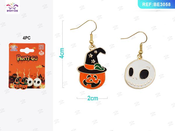 Decoratieve oorbellen halloween 4st.