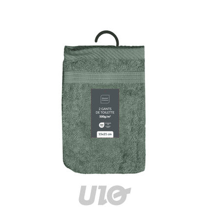 Set washandjes 2 stuks 15 x 21 cm badstof ceder