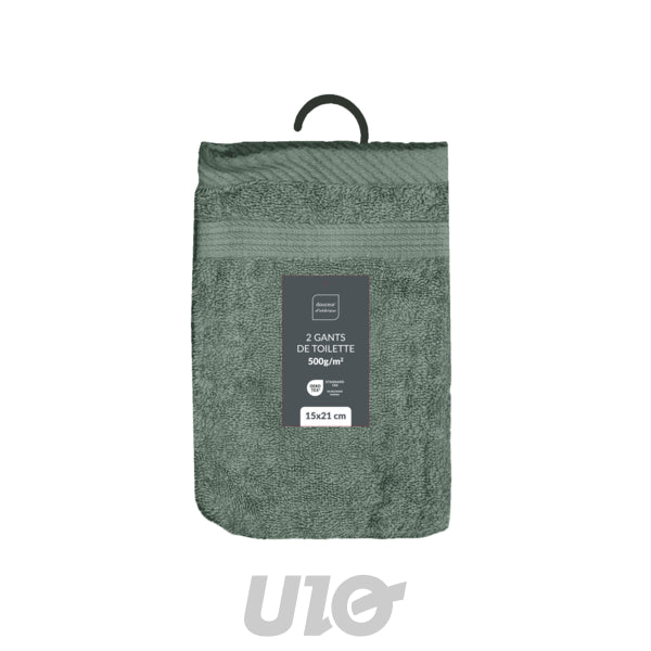 Set washandjes 2 stuks 15 x 21 cm badstof ceder