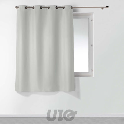 Gordijn met ringen 140 x 180 cm polyester grijs
