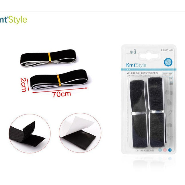 Klittenband Met Lijm (Zwart) 4.0Cmx50Cm