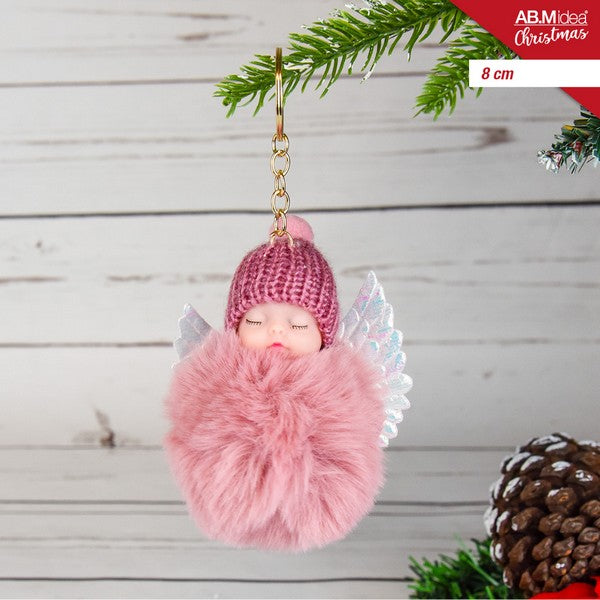Engel Klein 8 cm Roze – Bont