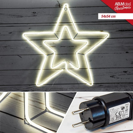 Dubbele Ster LED Neon-buis 54×54 cm – Extern – Wit