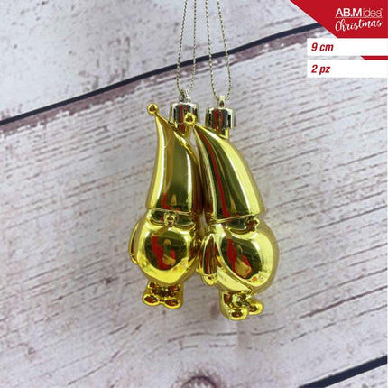 Gnome ornament 9 cm – Goud – 2 stuks