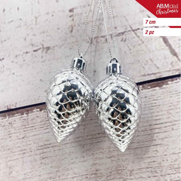 Dennenappels 7 cm – Zilver – 2 stuks