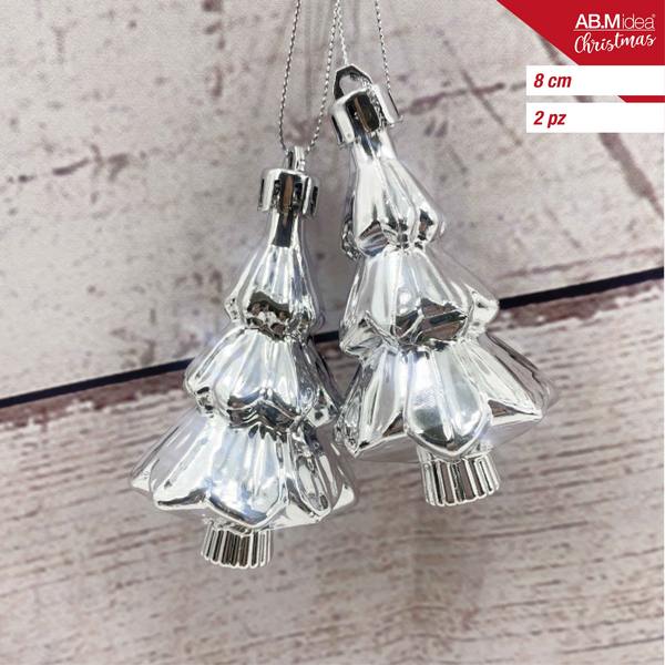 Boom ornamenten 8 cm – Zilver – 2 stuks