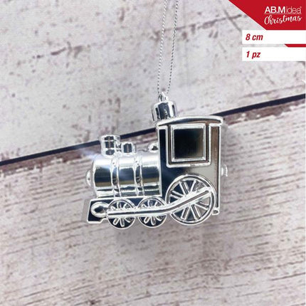 Locomotief ornament 8 cm – Zilver – 1 stuk