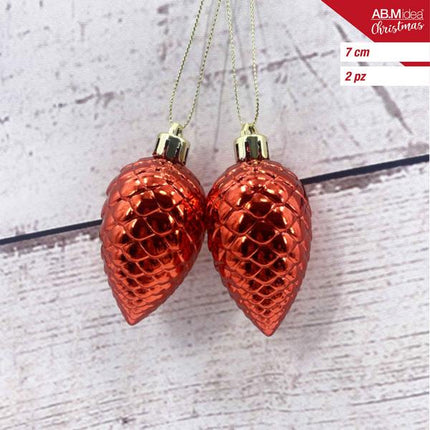 Dennenappels 7 cm – Rood – 2 stuks