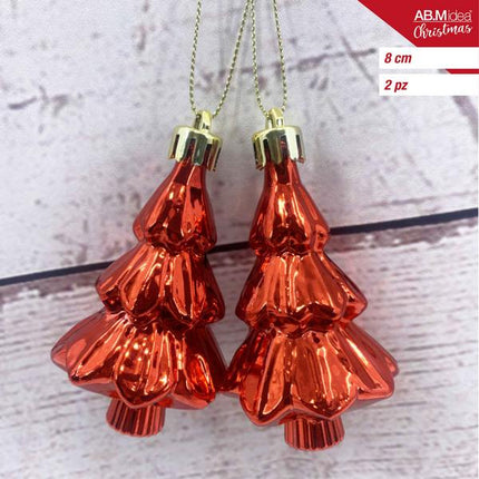 Boom ornamenten 8 cm – Rood – 2 stuks