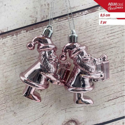 Kerstman 8,5 cm – Roze – 2 stuks