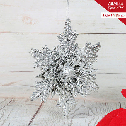 Sneeuwvlok Hanger 13,5×11×3,5 cm – Zilver