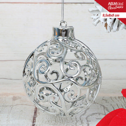 Gestileerde Kerstbal 9,5×8×8 cm – Zilver