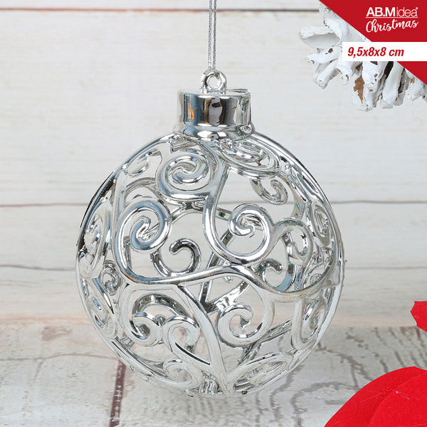 Gestileerde Kerstbal 9,5×8×8 cm – Zilver