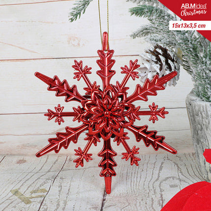 Sneeuwvlok Hanger 15×13×3,5 cm – Rood