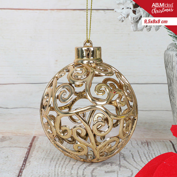 Gestileerde Kerstbal 9,5×8×8 cm – Champagne