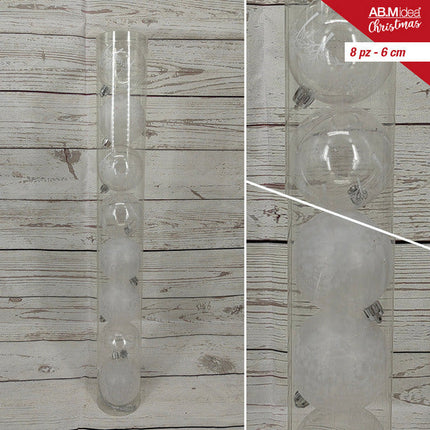 Buis met 8 kerstballen 6 cm – 2 zilveren decorballen