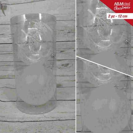 Buis met 2 kerstballen 12 cm – Zilveren decoratie