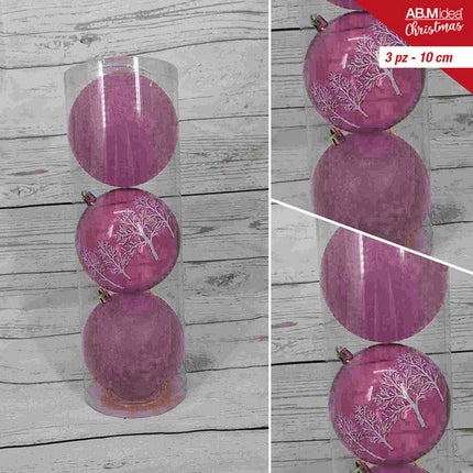 Buis met 3 kerstballen 10 cm – 2 roze decorballen inbegrepen