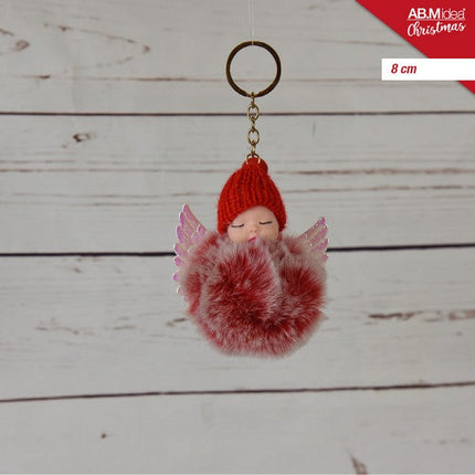 Engel Sleutelhanger 8 cm Rood – Polyester