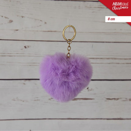 Sleutelhanger Hart 8 cm Paars – Polyester