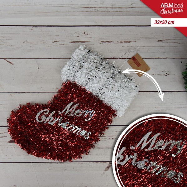 Wanddecoratie Kerstsok 32×20 cm – Kunststof