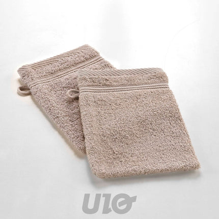 Set washandjes 2 stuks 15 x 21 cm badstof taupe
