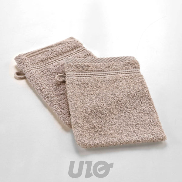 Set washandjes 2 stuks 15 x 21 cm badstof taupe