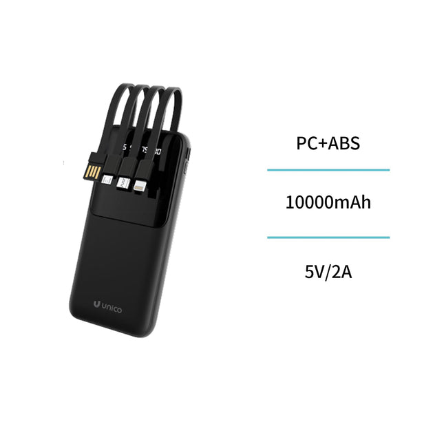 Powerbank 10000mAh met digitaal display en 4 kabel