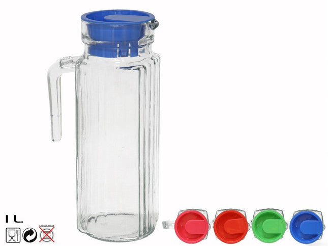 Glazen koelkastkan London 1 liter met deksel – assorti