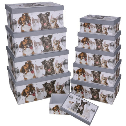 Set van 10 geschenkdozen Dieren 37,5 x 29 x 16 cm