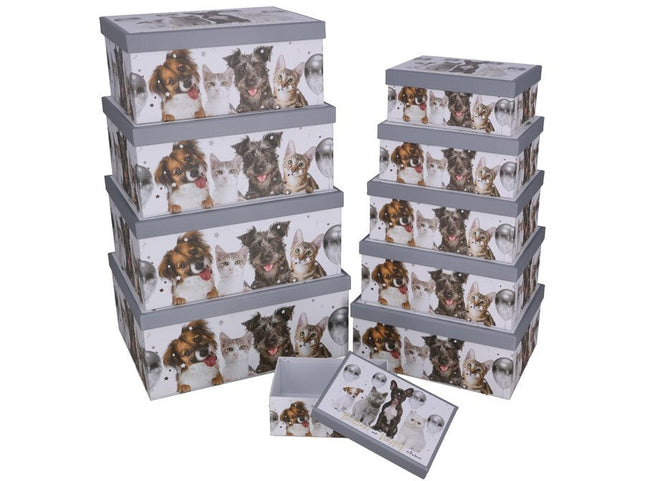 Set van 10 geschenkdozen Dieren 37,5 x 29 x 16 cm