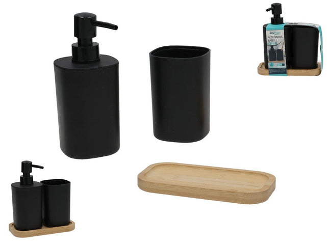 Badkameraccessoires zwart 7 x 10 cm – set van 2