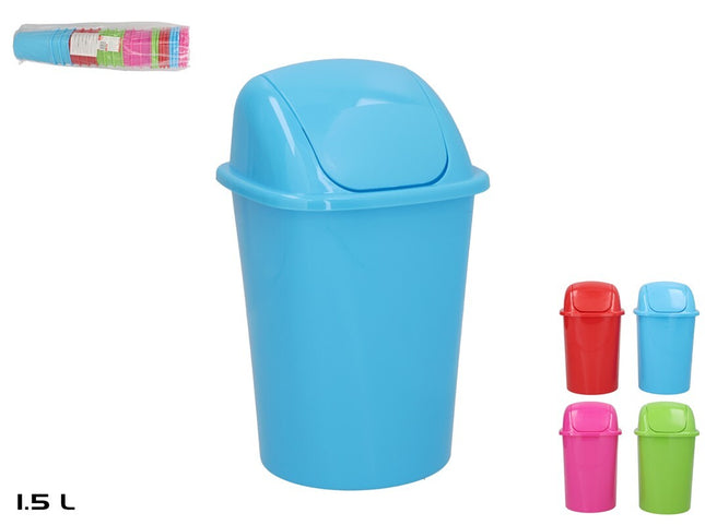 Mini-afvalbak met klapdeksel 1,5 liter – assorti