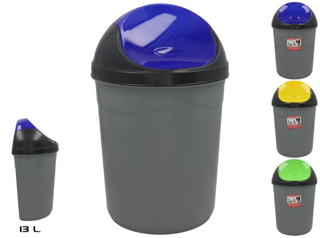 Wandafvalbak met recycledeksel 13 liter – zwart