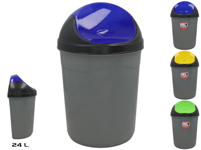 Wandafvalbak met recycledeksel 24 liter – zwart