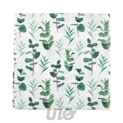 Papieren servetten Eucalyptus 33 x 33 cm, 20 stuks