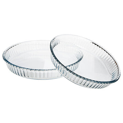 set van 2 glazen taartschalen