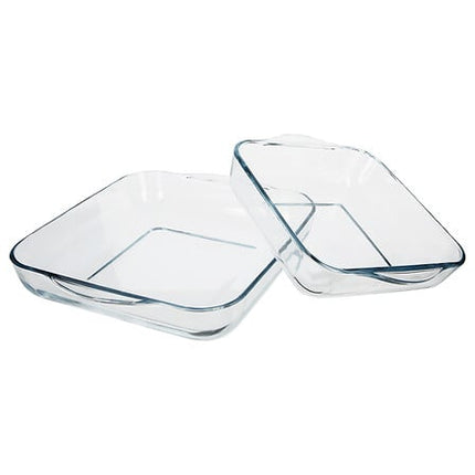 set van 2 glazen vierkante schalen
