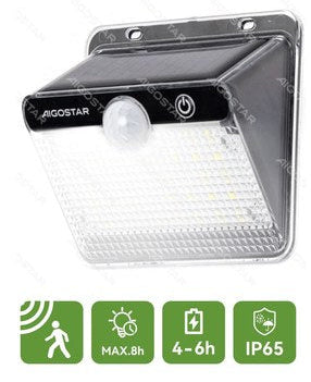 Solar LED-wandlamp 20W 6500K met bewegingssensor IP65